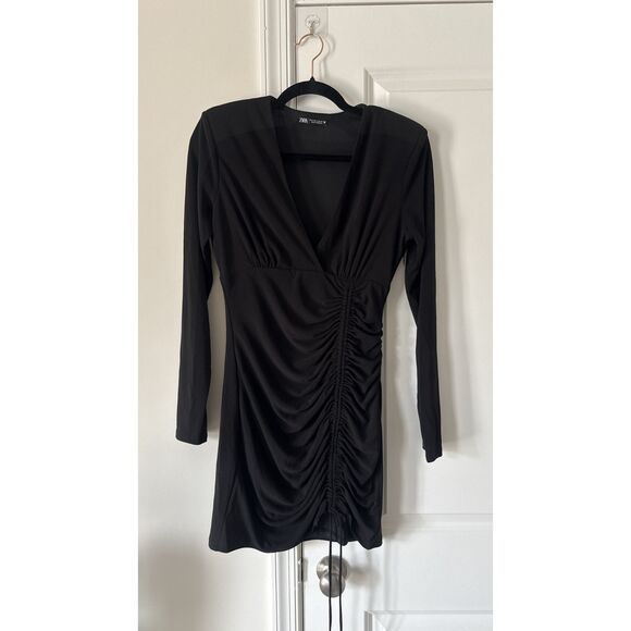 Zara Black dress V-neckline - Size S New - Picture 4 of 10